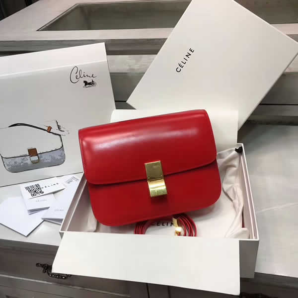 Fake Celine Box Classic Single Shoulder Flip Bag Red Messenger Bag